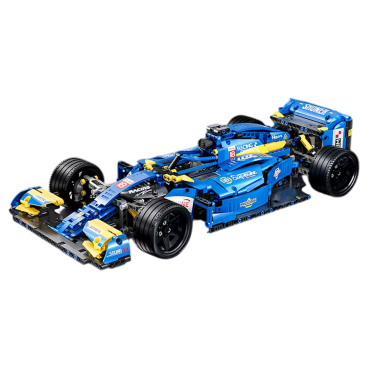 KIT DE BLOCOS DE MONTAR MACHINE PLAYER CARRO DE FÓRMULA 1 AZUL COM CONTROLE REMOTO 1/10 1161 PEÇAS 66625